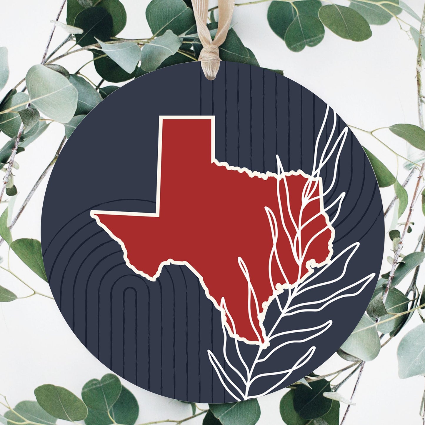 Modern Minimalist Texas Colors Shape Leaf | Wood Ornament | Eaches | Min 1