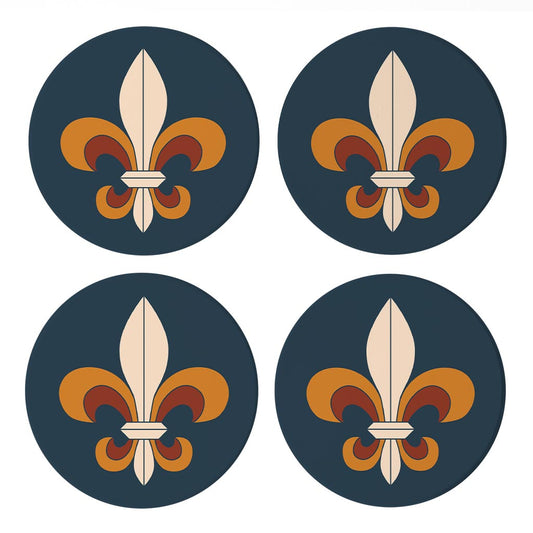 Modern Minimalist Louisiana Colorful Fleu De Lis | Absorbent Coasters | Set of 4 | Min 2