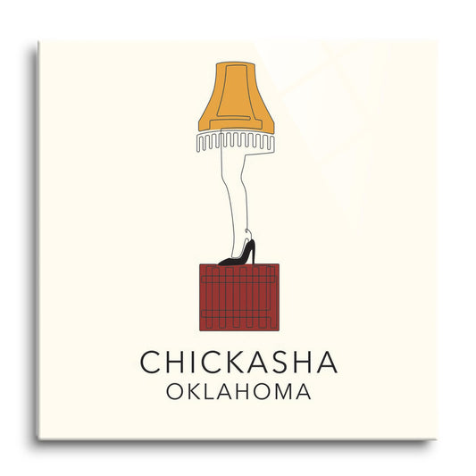 Modern Minimalist Oklahoma Colorful Chickasha Leg Lamp | Hi-Def Glass Art | Eaches | Min 1