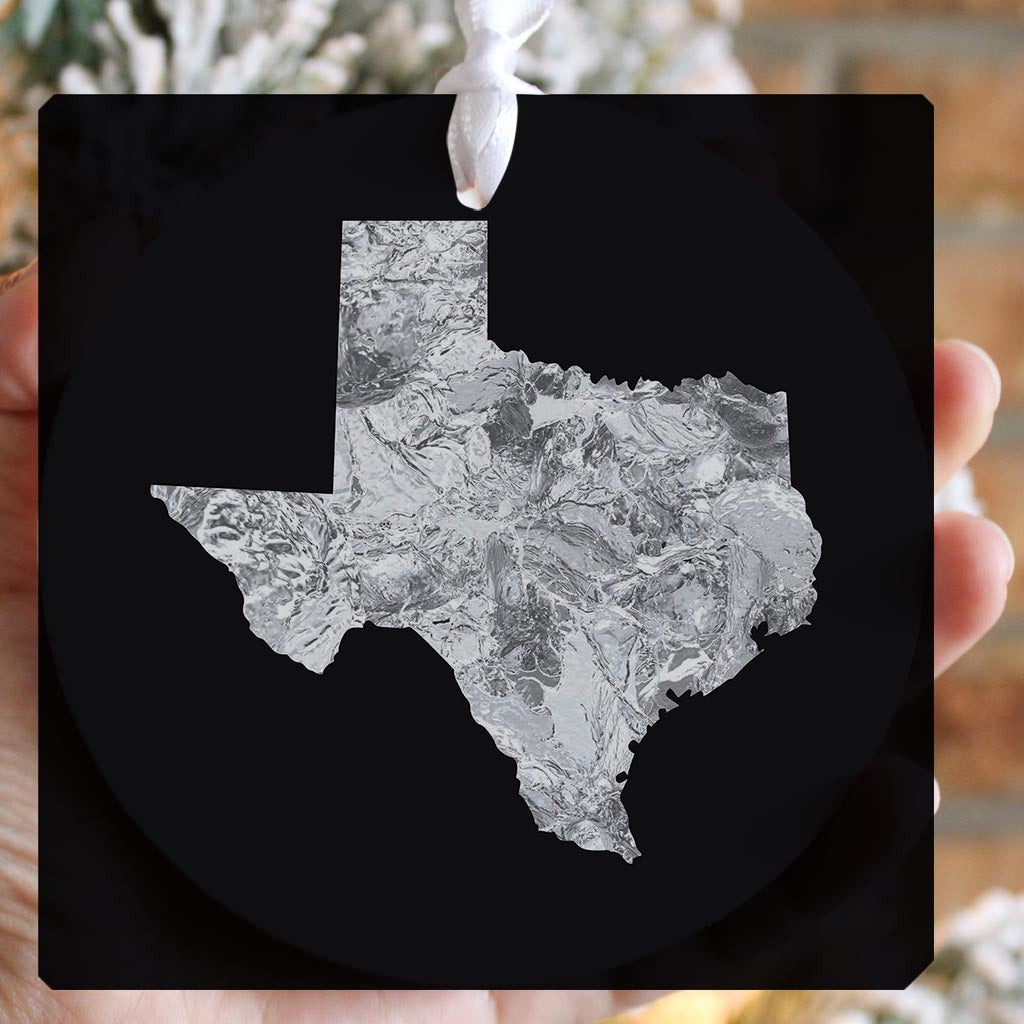 Minimalistic B&W Texas Metal State Shape | Wood Ornament | Eaches | Min 6