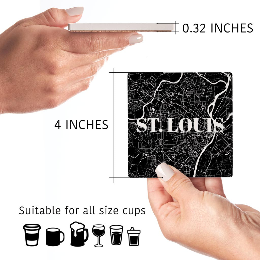 Minimalist B&W Missouri St Louis Maps | Absorbent Coasters | Set of 4 | Min 2