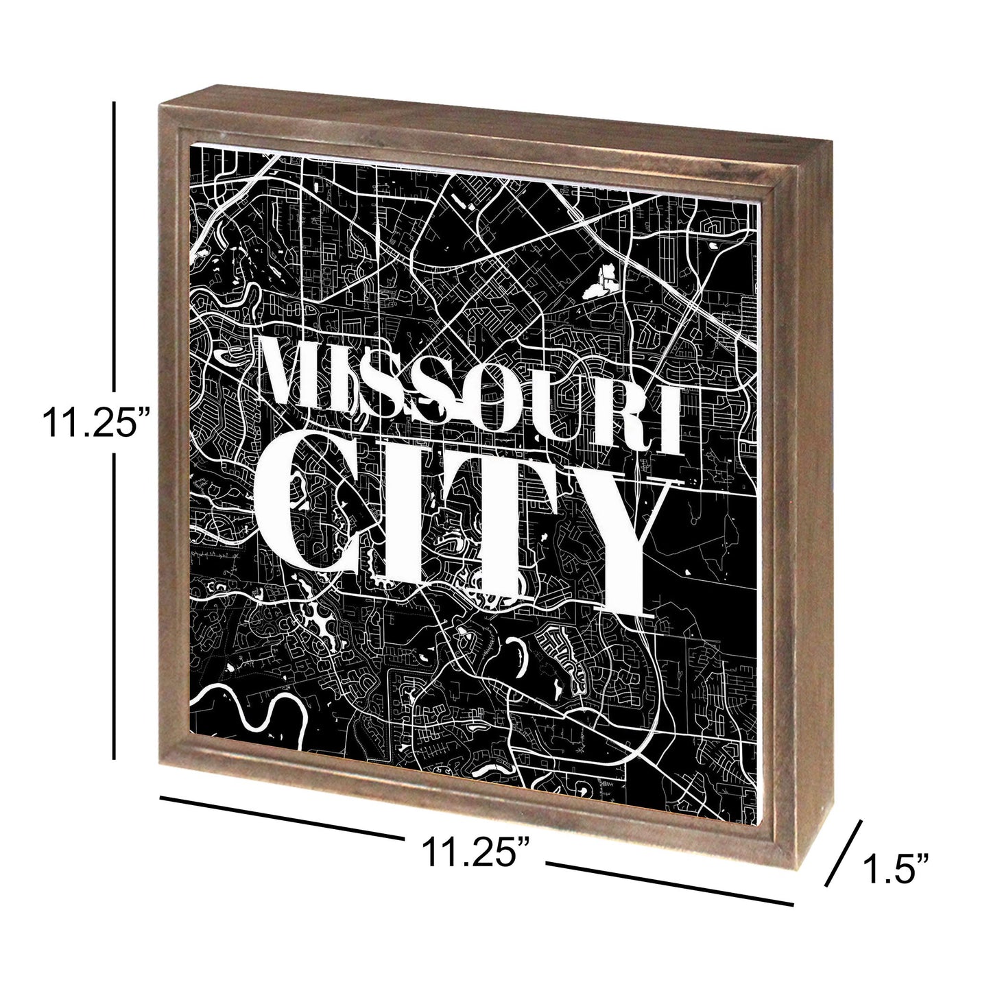 Minimalistic B&W Texas Missouri City Map | Wood Sign | Eaches | Min 1