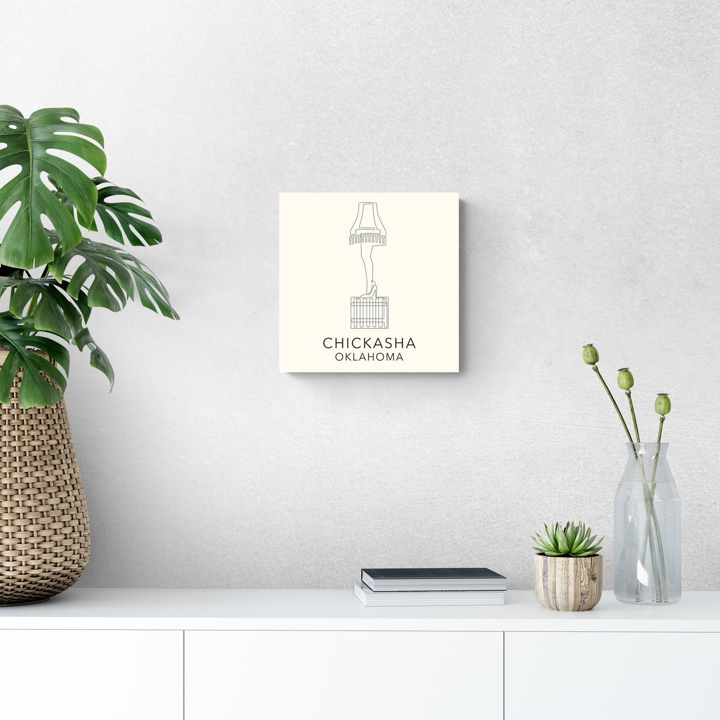 Modern Minimalist Oklahoma Chickasha Leg Lamp | Wood Sign | Eaches | Min 2