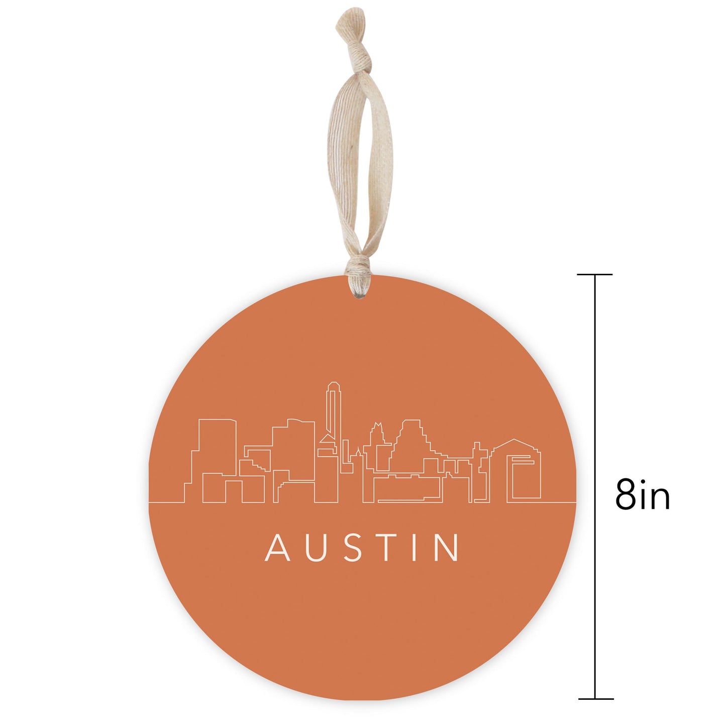 Modern Minimalist Texas Austin Skyline | Wood Ornament | Eaches | Min 1