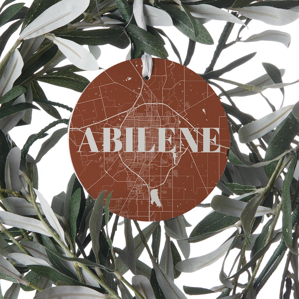 Modern Minimalist Texas Abilene Map | Wood Ornament | Eaches | Min 6