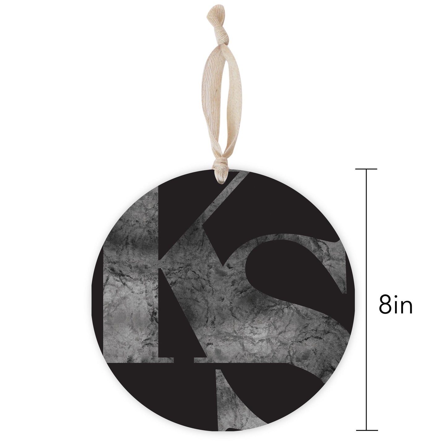 Minimalist B&W Kansas Black Initials | Wood Ornament | Eaches | Min 1