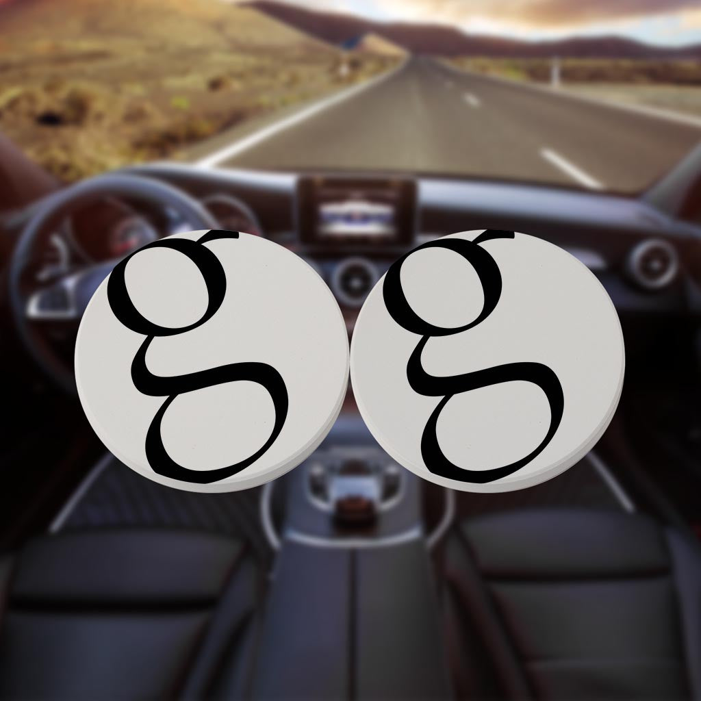 Minimalist Monogram G Circle | Absorbent Car Coasters | Set of 2 | Min 4