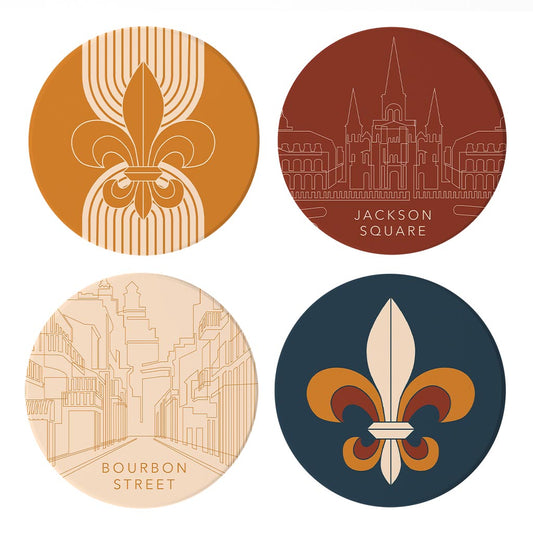 Modern Minimalist Louisiana Set | Absorbent Coasters | Set of 4 | Min 2