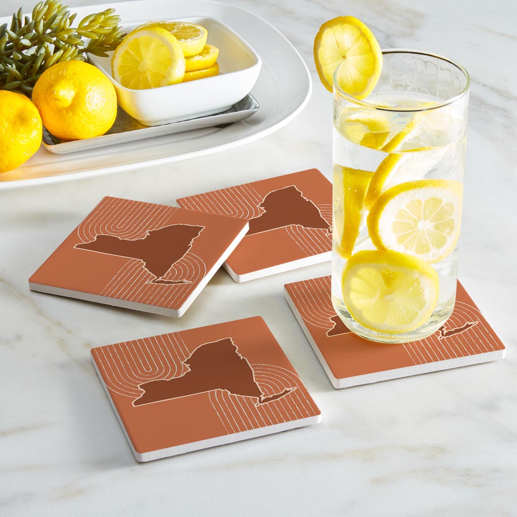 Modern Minimalistic New York Retro Thin Line| Absorbent Coasters | Set of 4 | Min 2