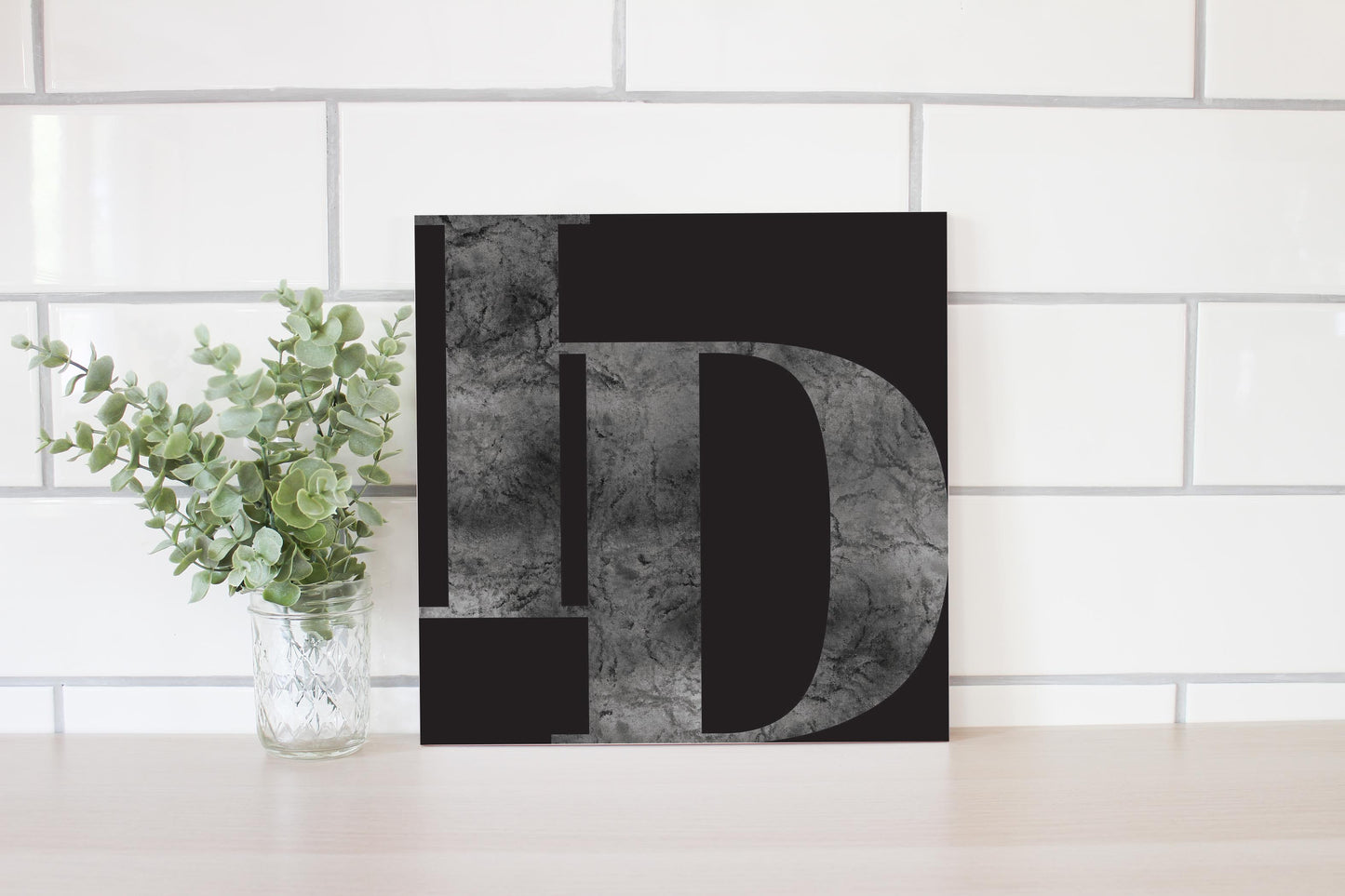 Minimalist B&W Idaho Black Initials | Wood Sign | Eaches | Min 2