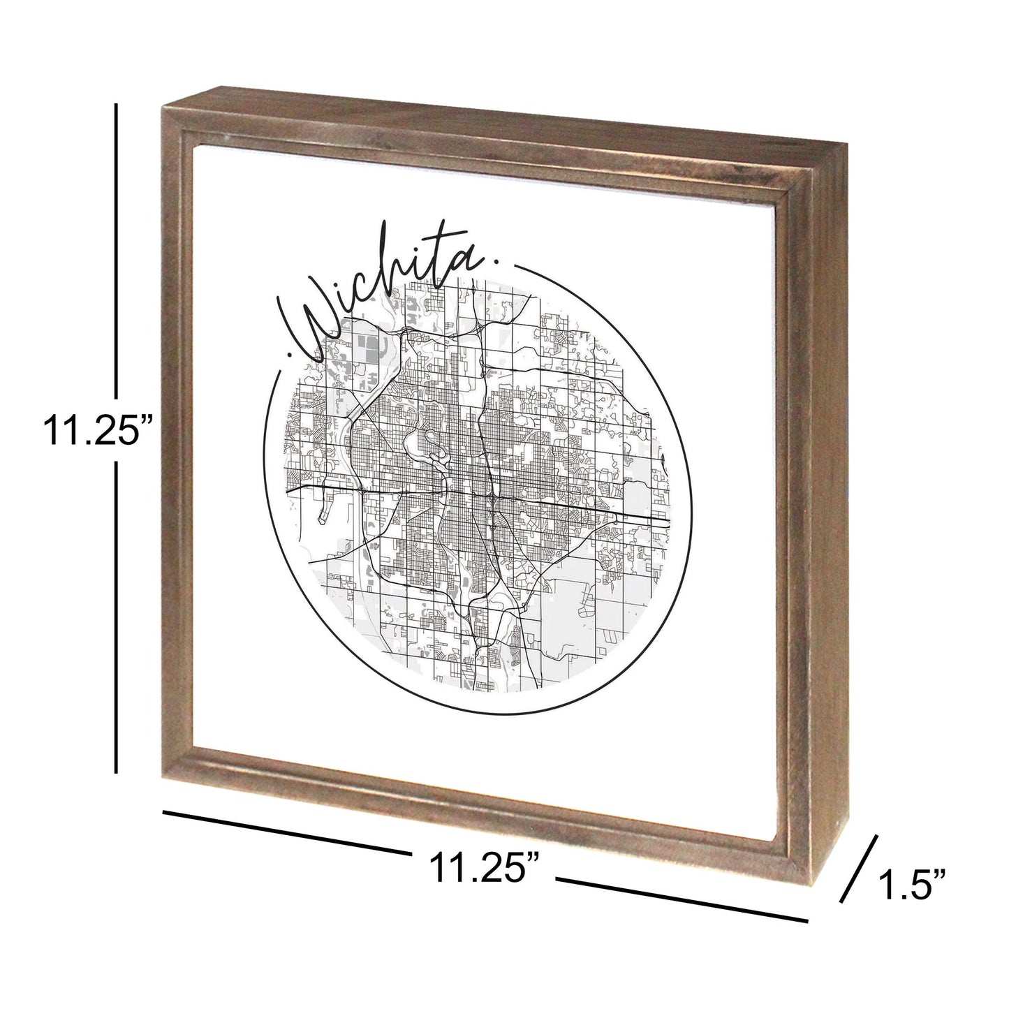 Minimalist B&W Kansas Wichita Circle Map | Wood Sign | Eaches | Min 1