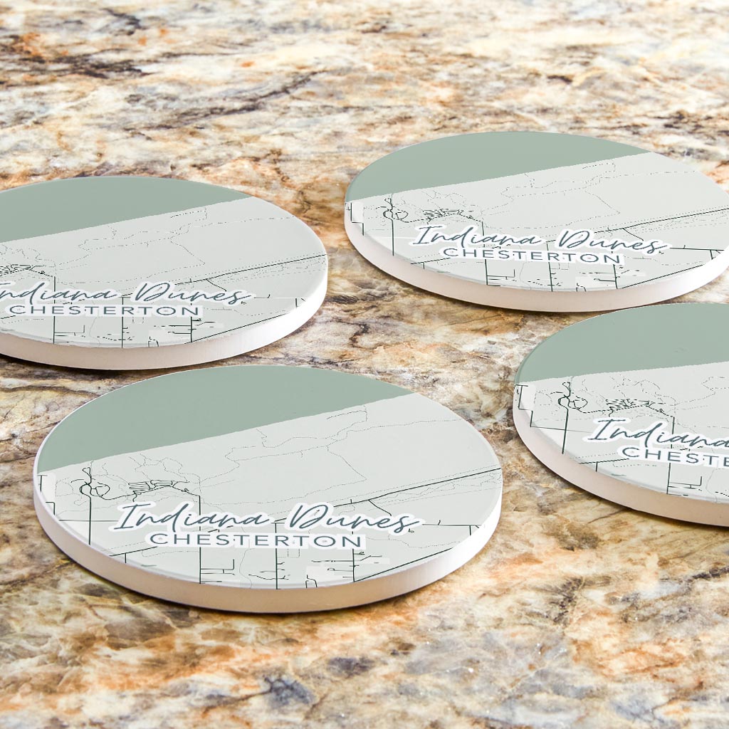 Indiana Dunes Map | Absorbent Coasters | Set of 4 | Min 2