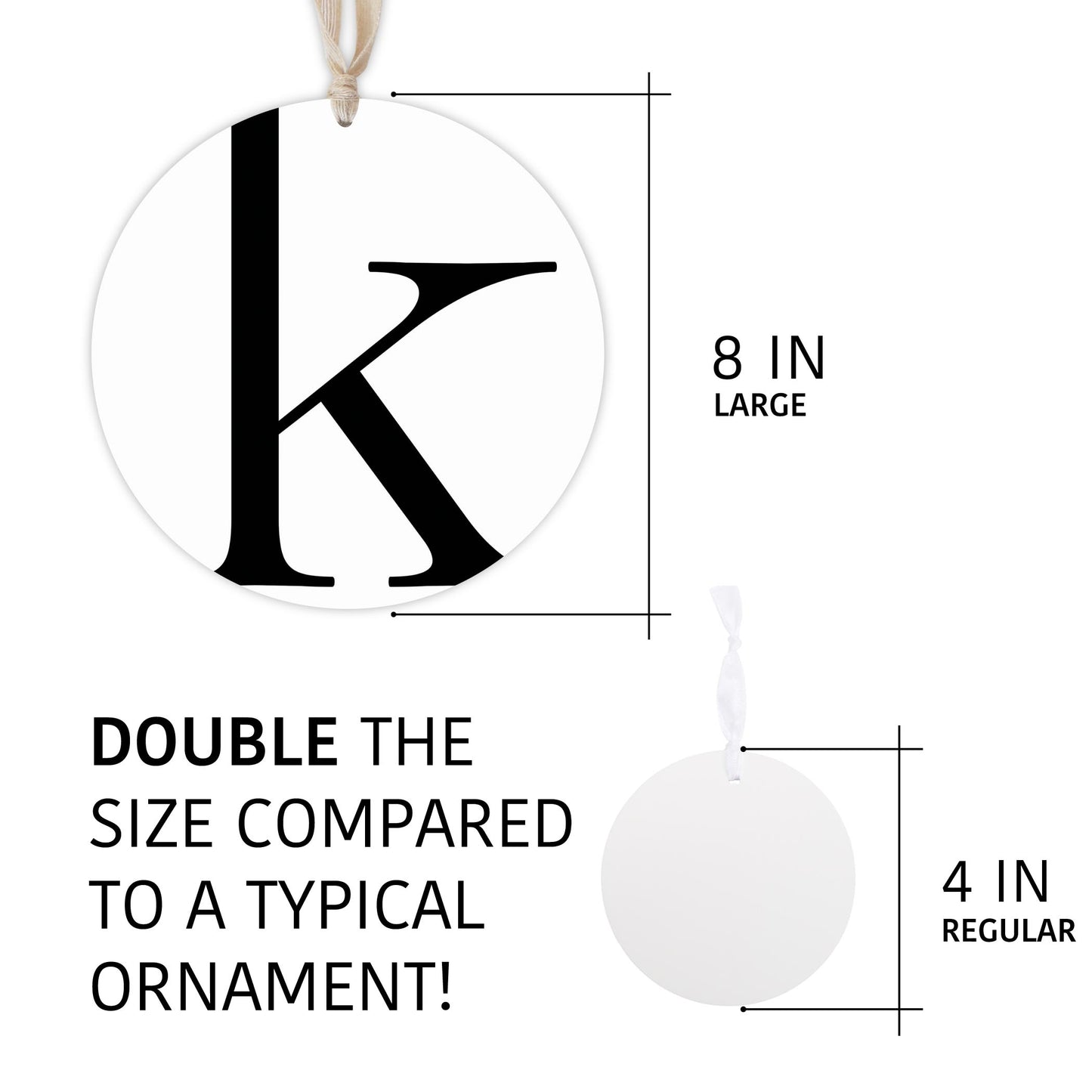 Minimalist Monogram K | Wood Ornament | Eaches | Min 1