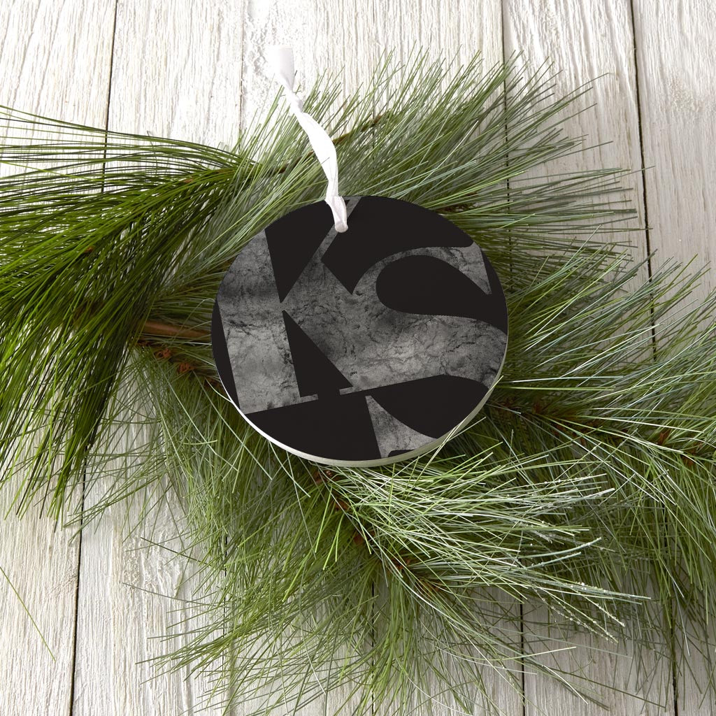 Minimalist B&W Kansas Black Initials | Wood Ornament | Eaches | Min 6