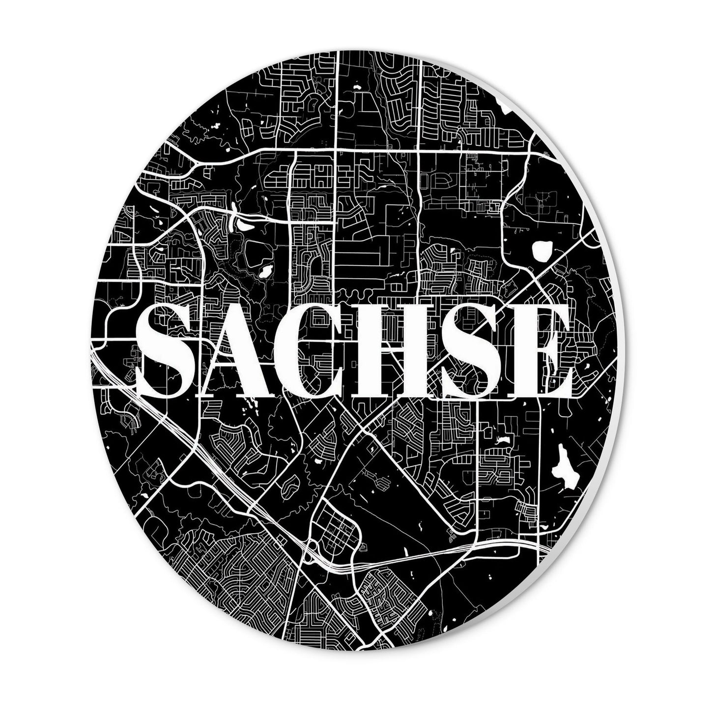 Minimalistic B&W Texas Sachse Map | Wood Sign | Eaches | Min 1