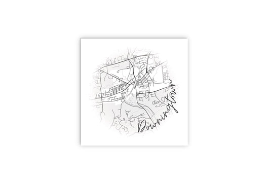 Minimalistic B&W Pennsylvania Downingtown Circle Map | Wood Sign | Eaches | Min 2