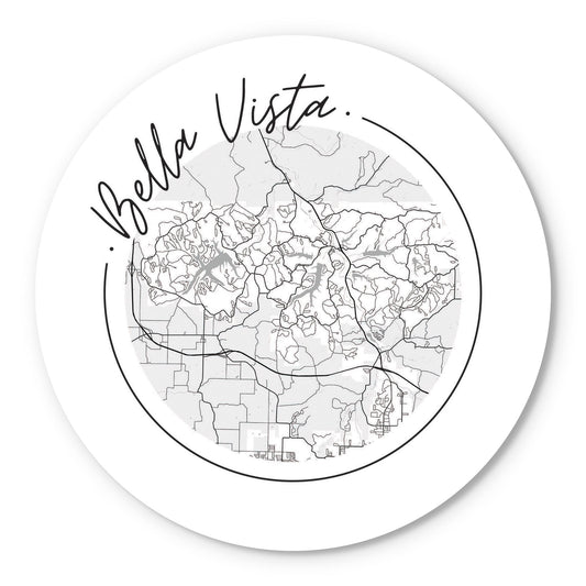 Minimalist B&W Arkansas Bella Vista Circle Map | Wood Sign | Eaches | Min 1