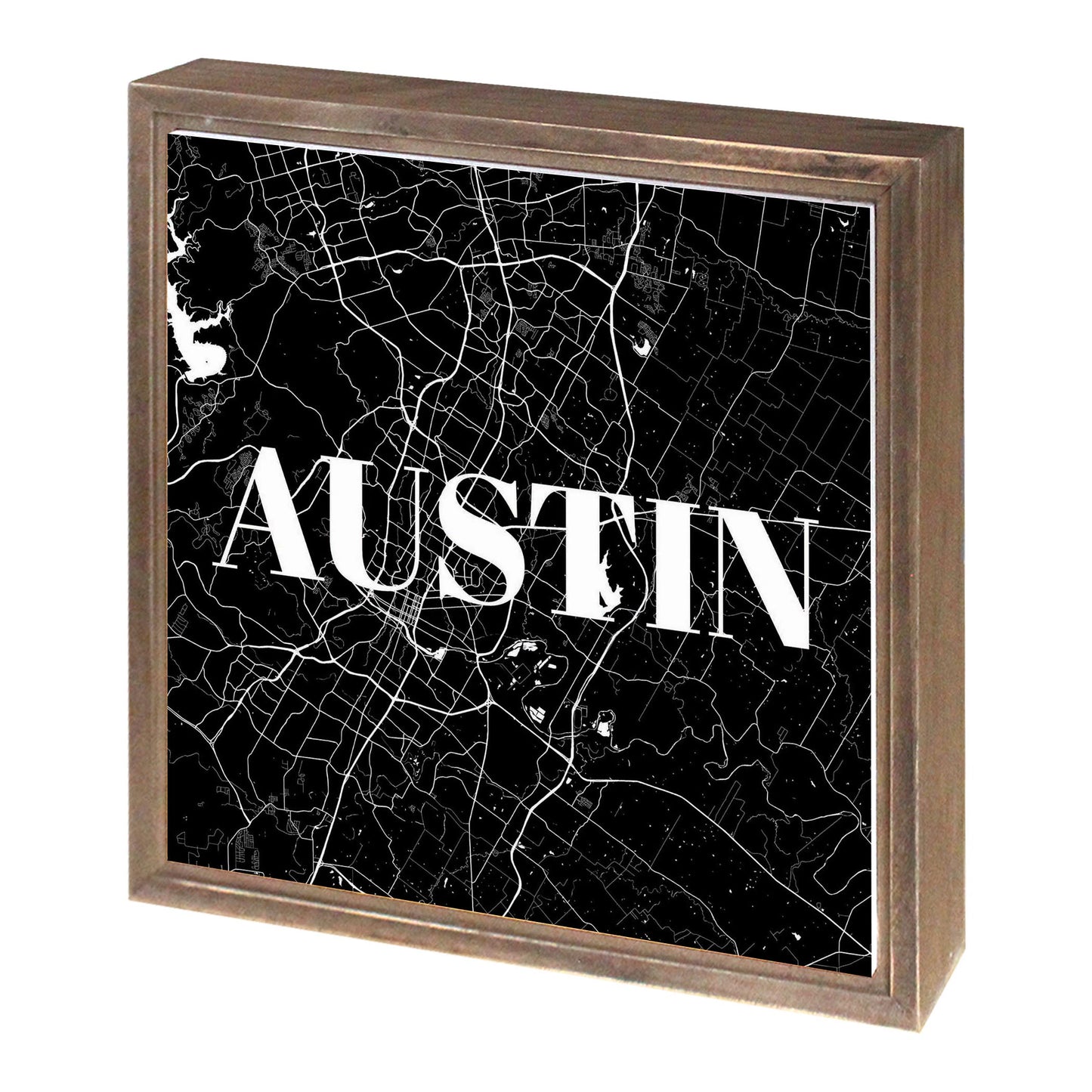 Minimalistic B&W Texas Austin Map | Wood Sign | Eaches | Min 1