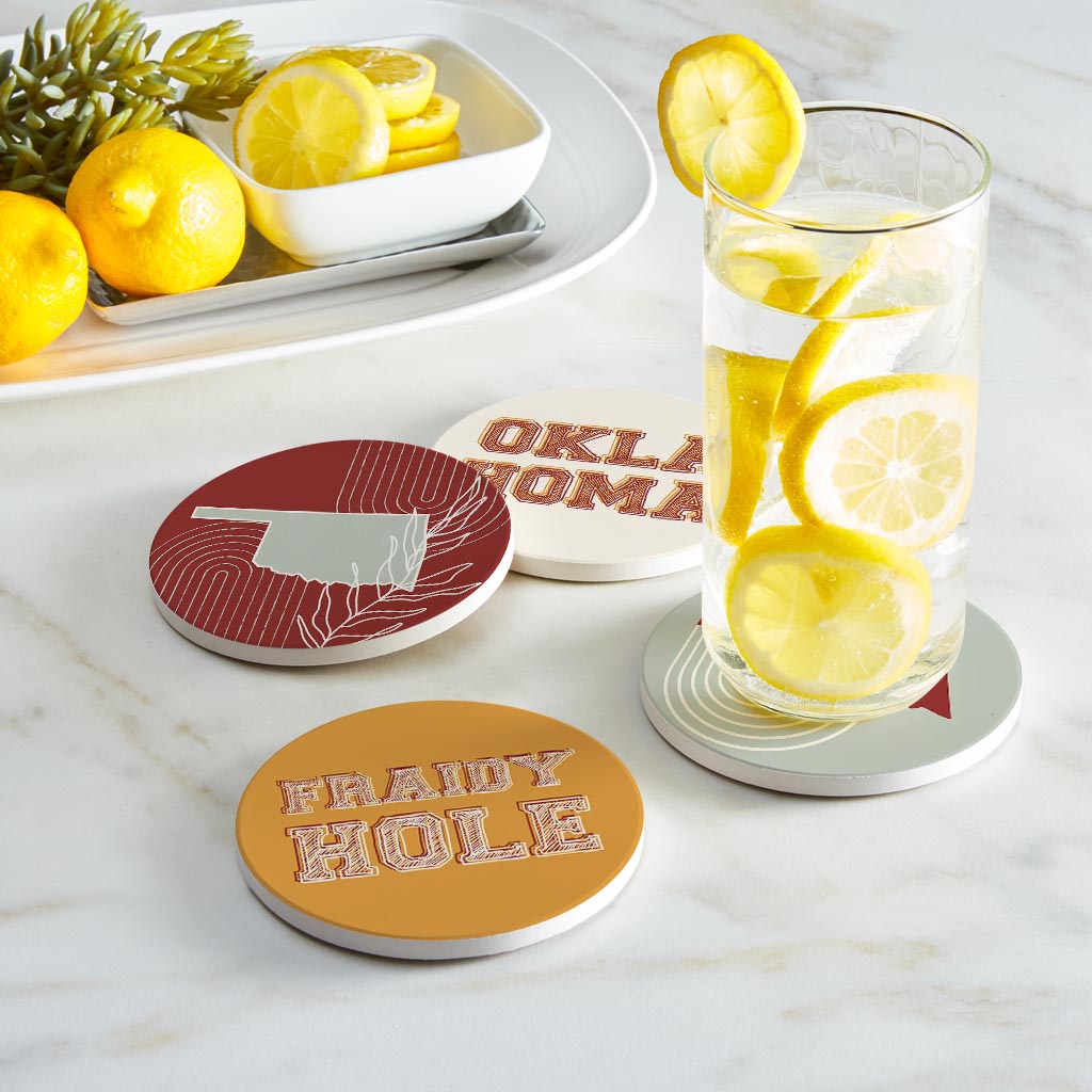 Modern Minimalist Oklahoma Set | Absorbent Coasters | Set of 4 | Min 2