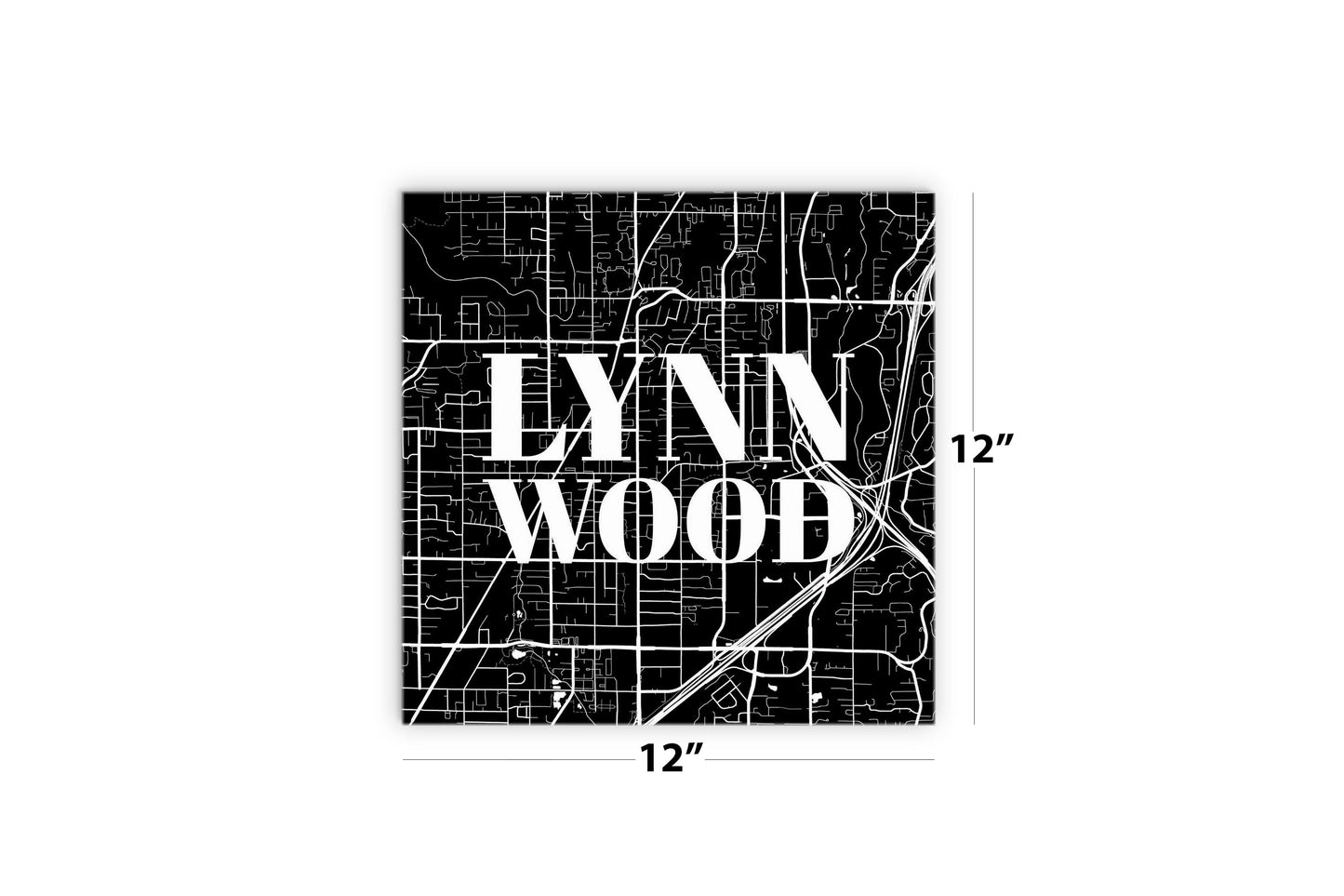 Minimalistic B&W Washington Lynnwood Map | Wood Sign | Eaches | Min 2