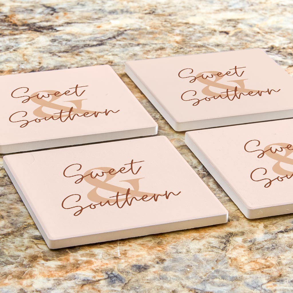 Modern Minimalist Texas Sweet Southern | Absorbent Coasters | Set of 4 | Min 2