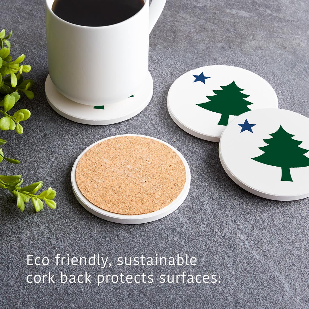 New England Star And Tree| Absorbent Coasters | Set of 4 | Min 2