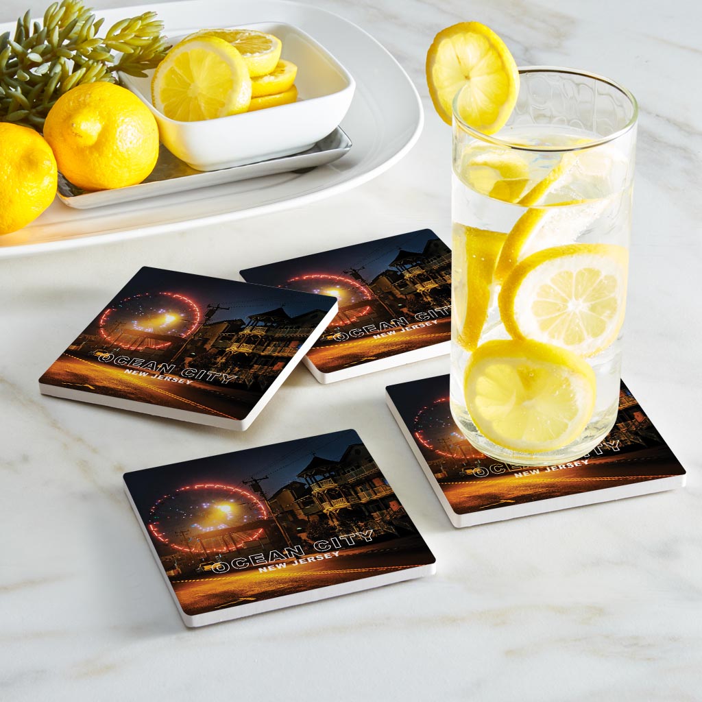 OCNJ Photo With Text | Absorbent Coasters | Set of 4 | Min 2