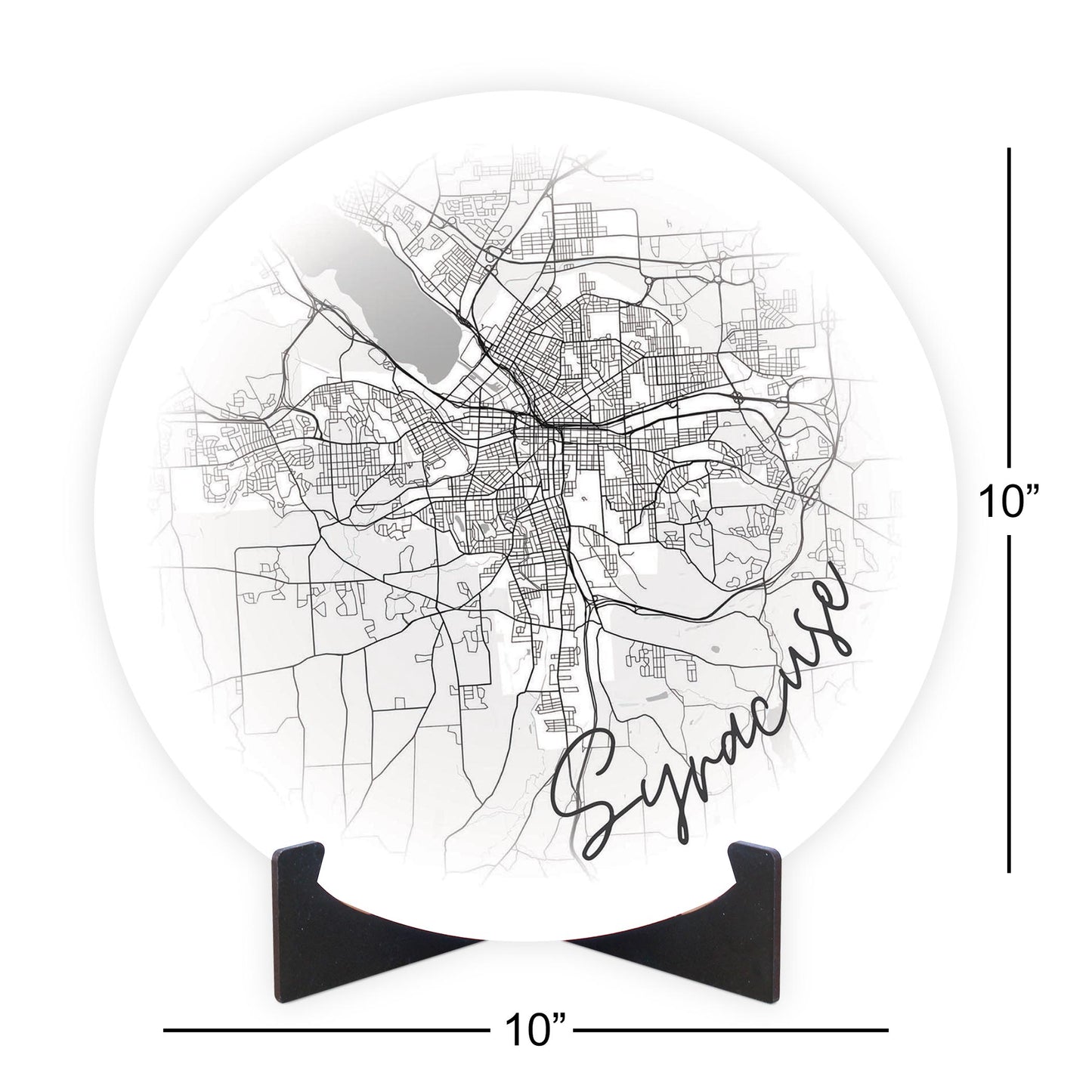 Minimalistic B&W New York Syracuse Faded Circle Map | Wood Sign | Eaches | Min 1