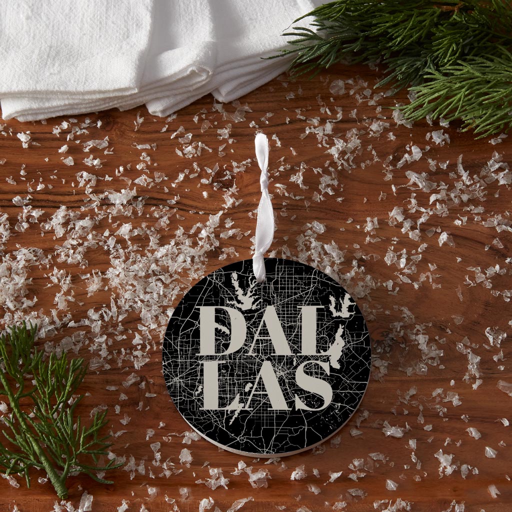 Modern Black Dallas Map | Wood Ornament | Eaches | Min 6