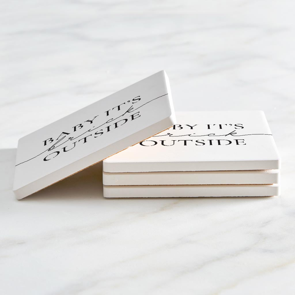 Minimalistic B&W New York Quip Brick Outside | Absorbent Coasters | Set of 4 | Min 2