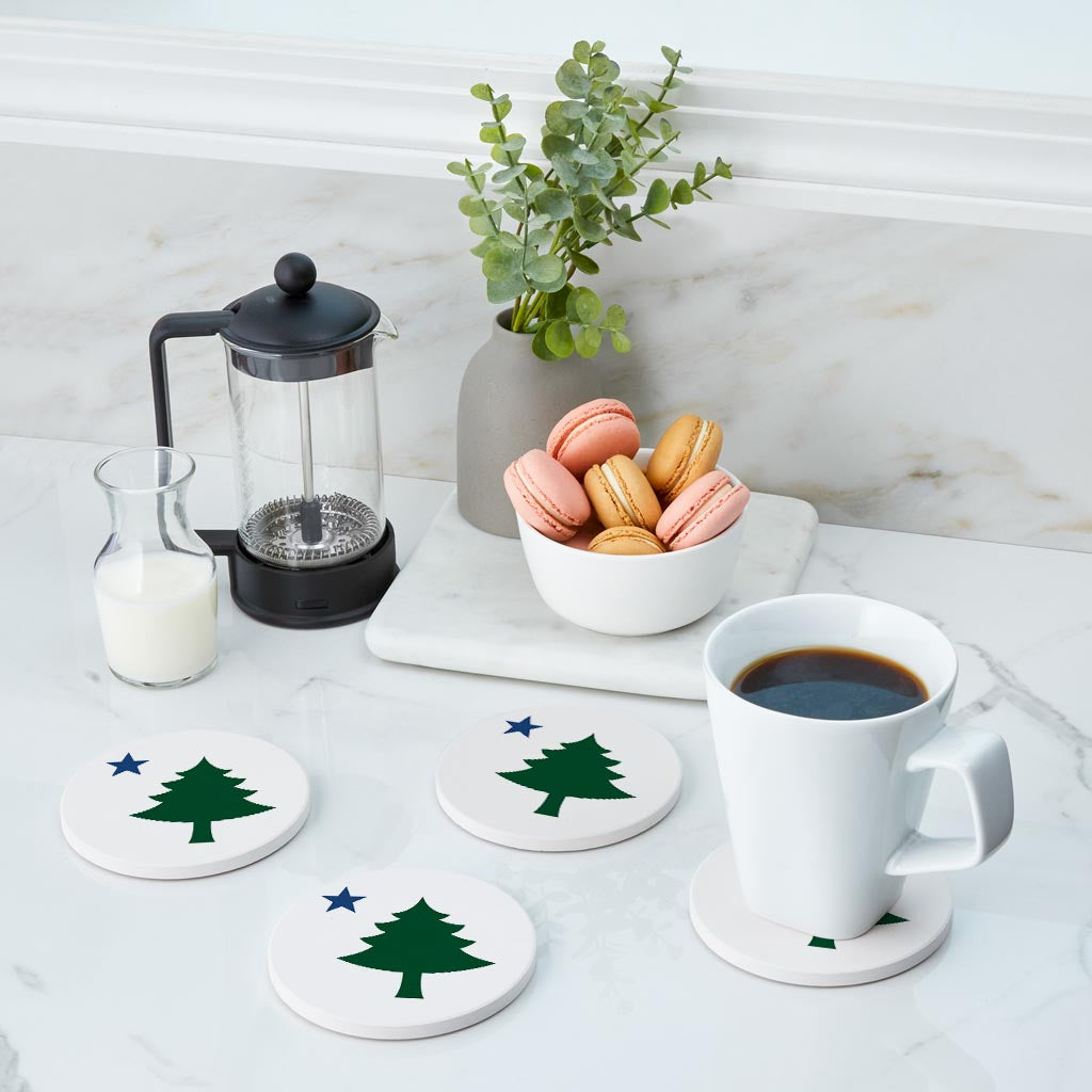 New England Star And Tree| Absorbent Coasters | Set of 4 | Min 2