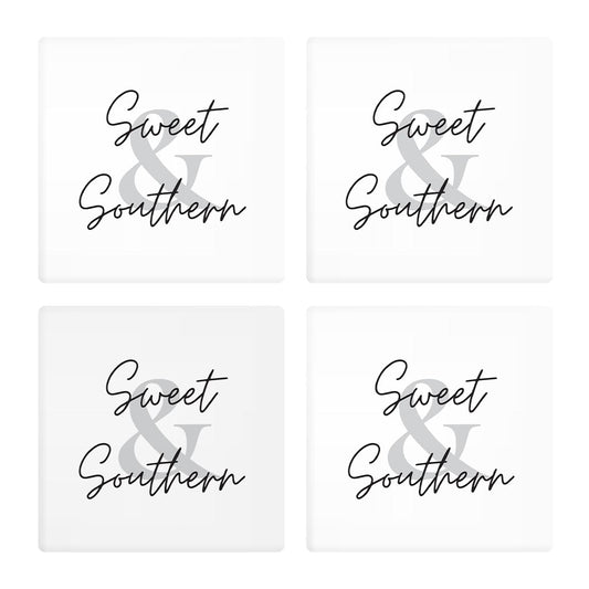 Minimalistic B&W Texas Sweet Southern | Absorbent Coasters | Set of 4 | Min 2