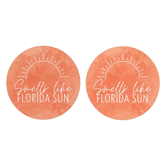 Smells Like Florida Sun Pink | Absorbent Car Coasters | Set of 2 | Min 4