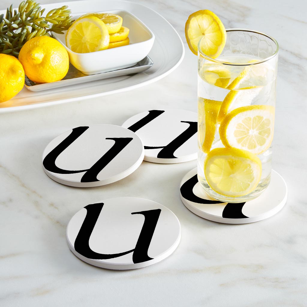 Minimalist Monogram U Circle | Absorbent Coasters | Set of 4 | Min 2