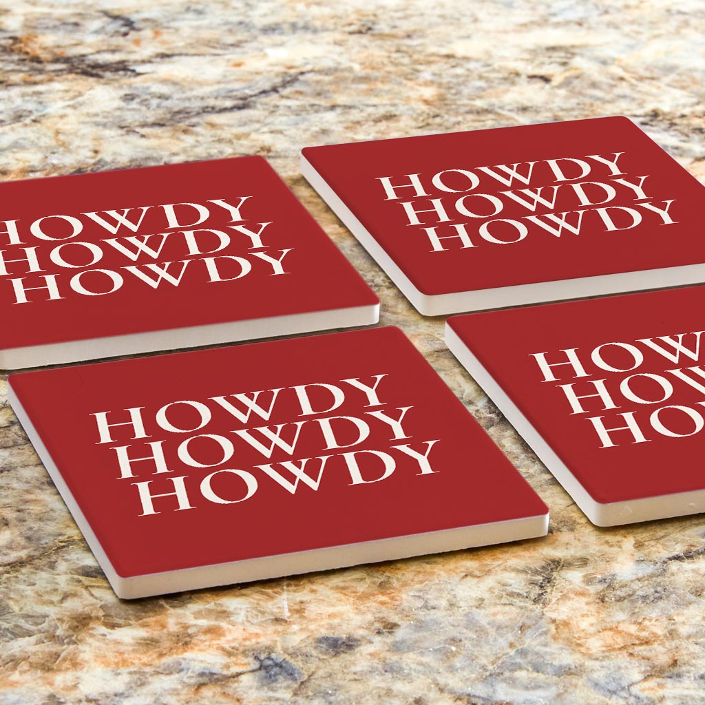 Modern Minimalist Texas Colors Howdy | Absorbent Coasters | Set of 4 | Min 2