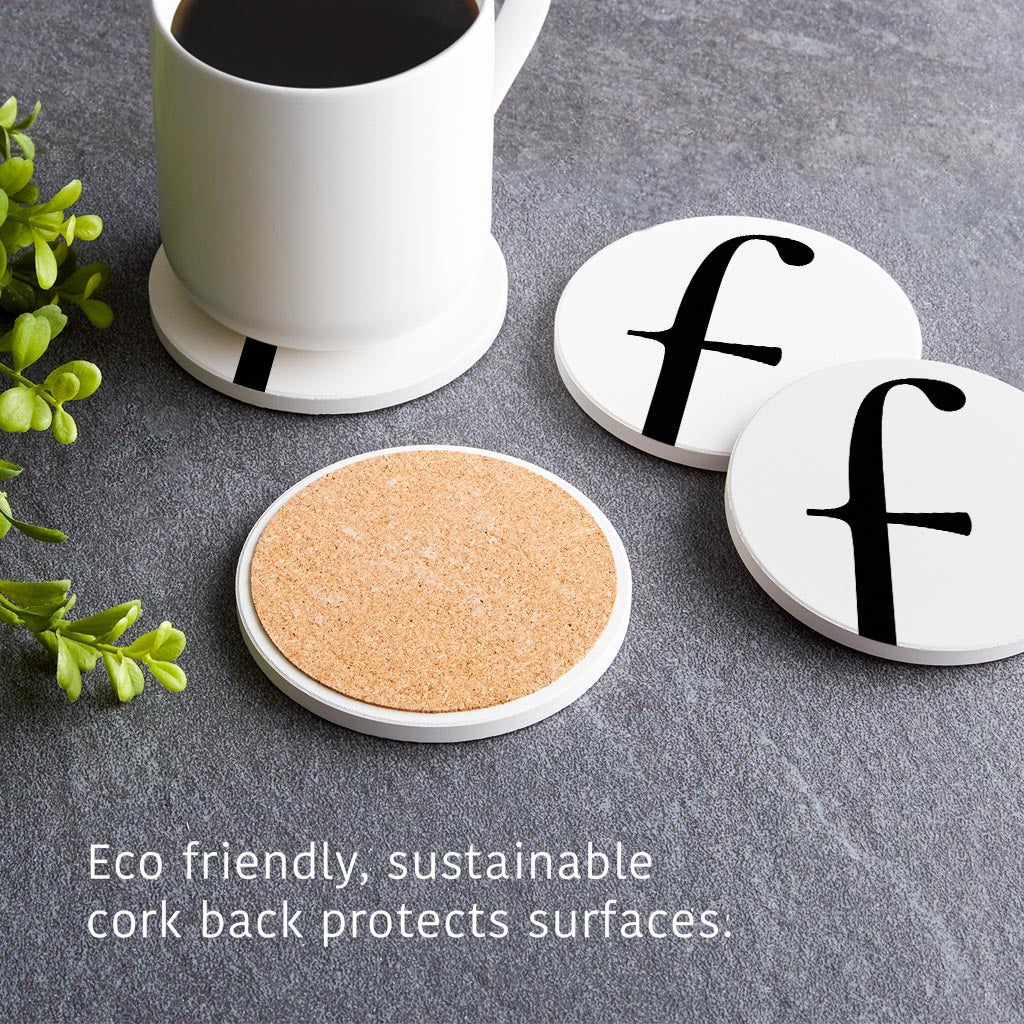 Minimalist Monogram F Circle | Absorbent Coasters | Set of 4 | Min 2