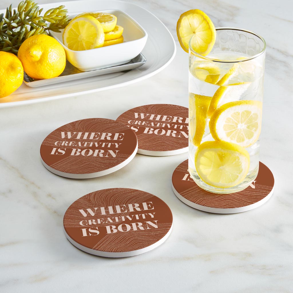 Modern Minimalist New York Creativity Is Born | Absorbent Coasters | Set of 4 | Min 2