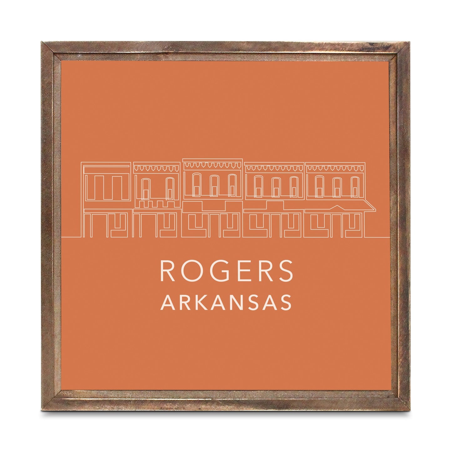 Modern Minimalist Arkansas Rogers Skyline | Wood Sign | Eaches | Min 1