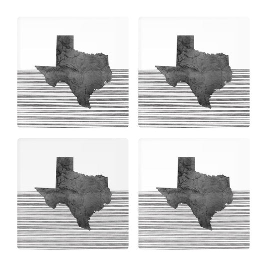 Modern Texas State Shape With Straight Lines | Absorbent Coasters | Set of 4 | Min 2