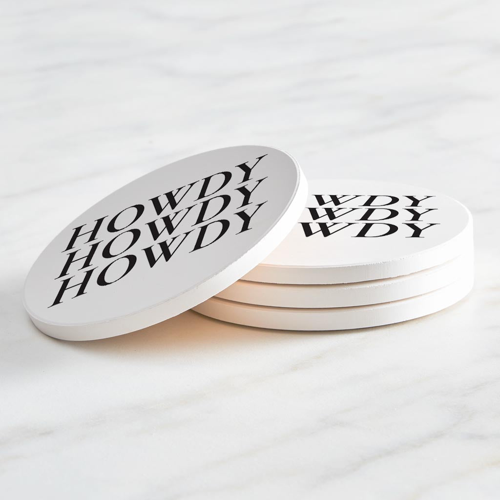 Minimalistic B&W Texas Howdy| Absorbent Coasters | Set of 4 | Min 2