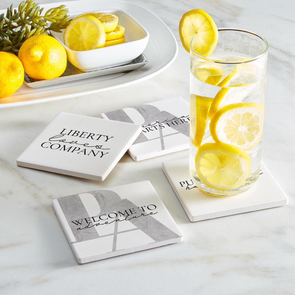 Minimalistic B&W Pennsylvania Quips | Absorbent Coasters | Set of 4 | Min 2