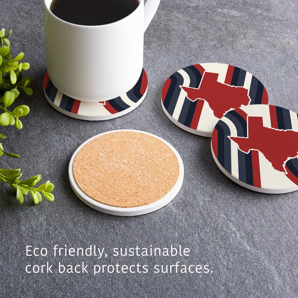 Modern Minimalist Texas Colors Retro Shape | Absorbent Coasters | Set of 4 | Min 2