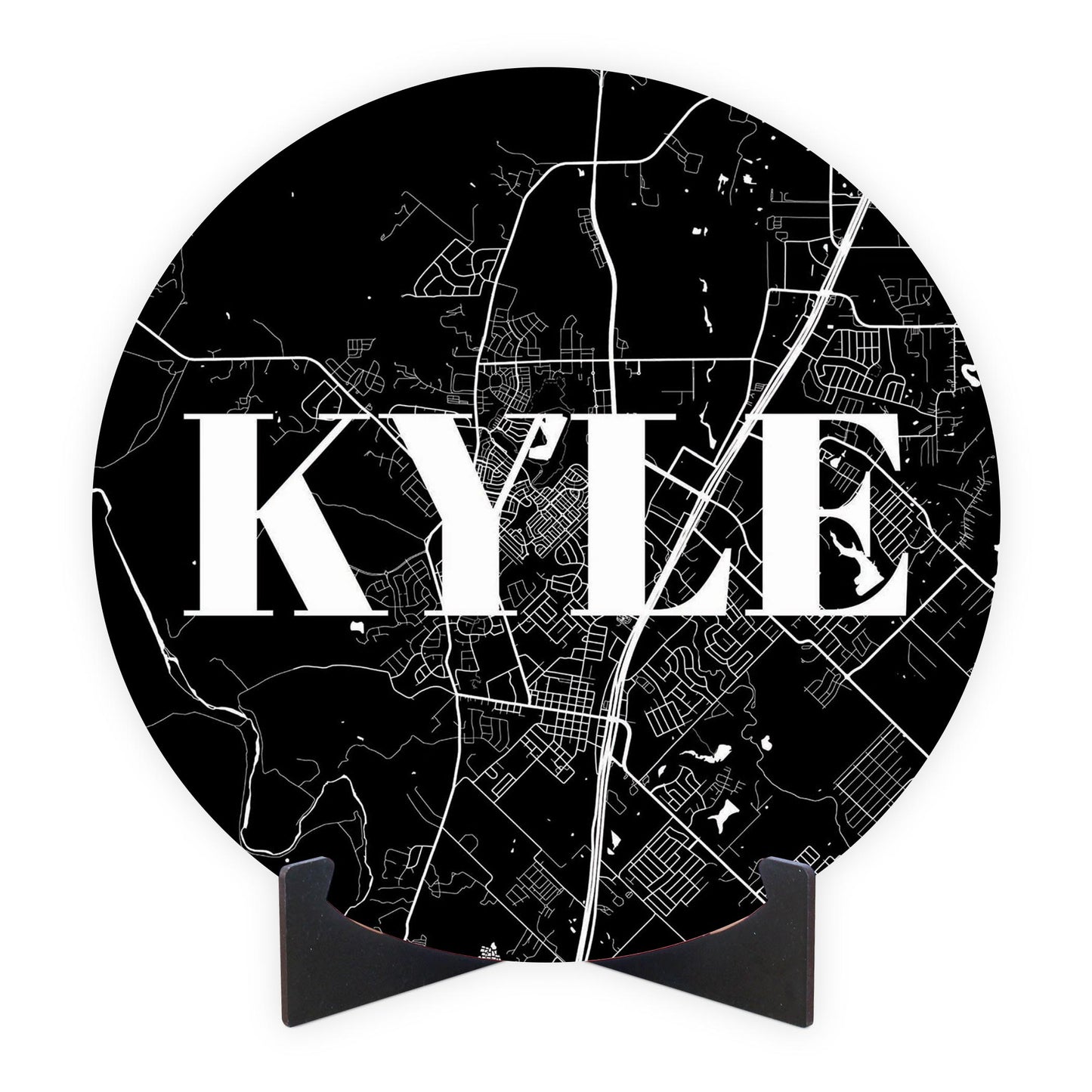 Minimalistic B&W Texas Kyle Map | Wood Sign | Eaches | Min 1