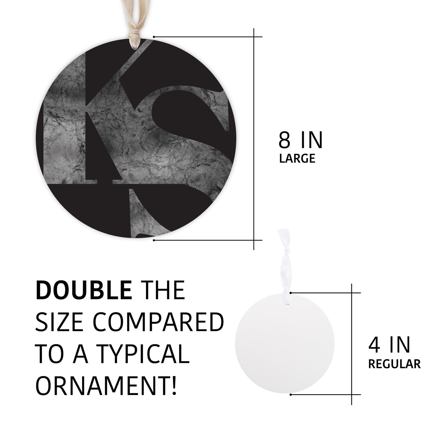 Minimalist B&W Kansas Black Initials | Wood Ornament | Eaches | Min 1