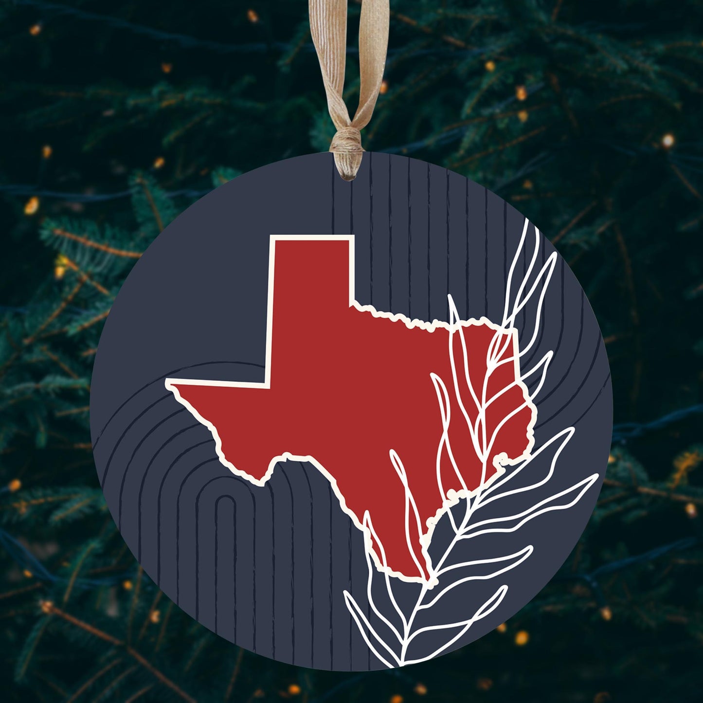 Modern Minimalist Texas Colors Shape Leaf | Wood Ornament | Eaches | Min 1