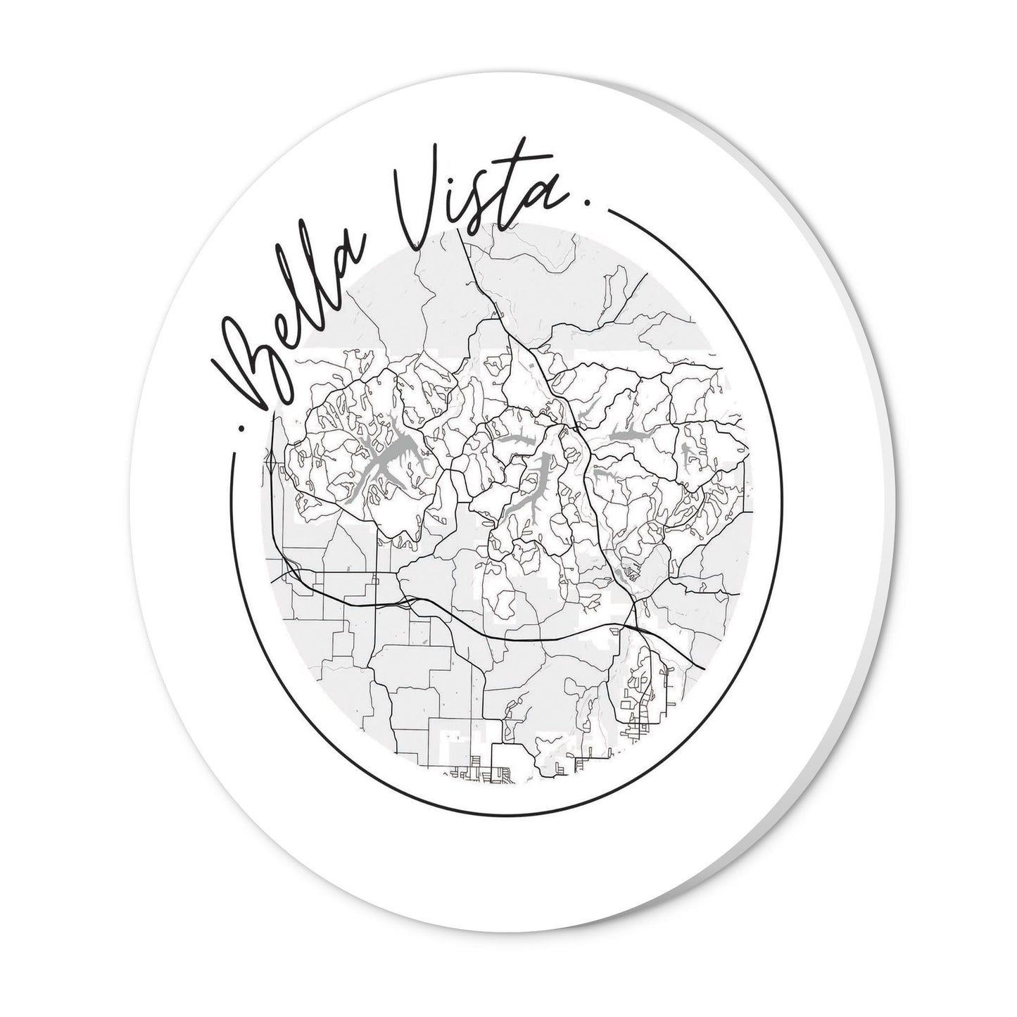 Minimalist B&W Arkansas Bella Vista Circle Map | Wood Sign | Eaches | Min 1