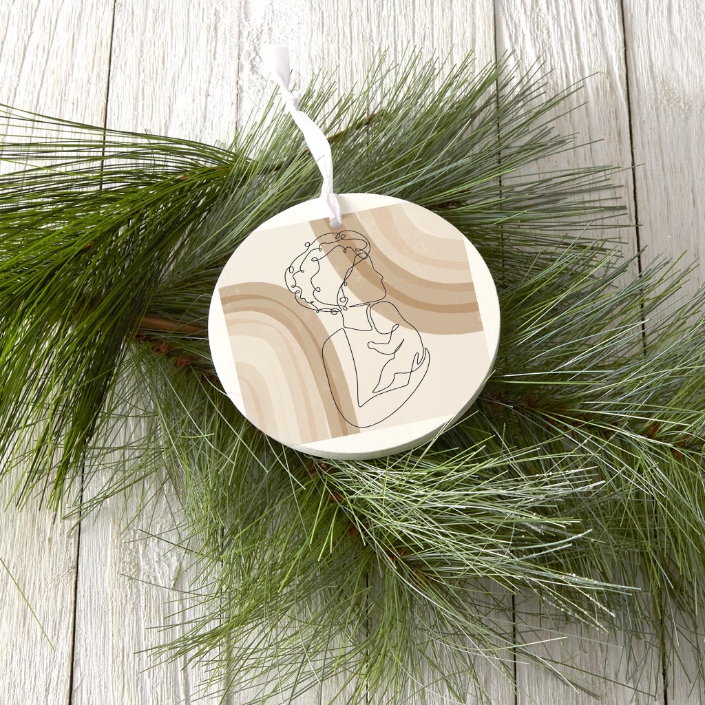 Modern Minimalist Mothers Day Mom Baby | Wood Ornament | Eaches | Min 6