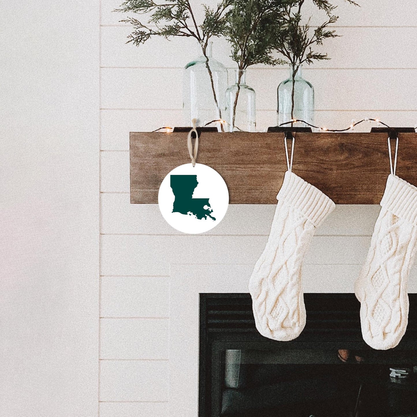 Blue White Louisiana State Shape | Wood Ornament | Eaches | Min 1