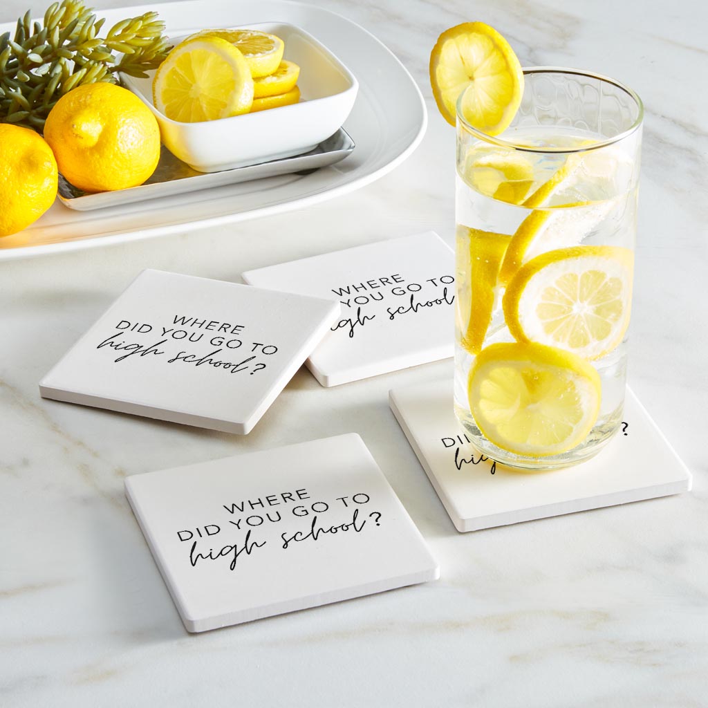 Minimalist B&W Missouri High School Quote | Absorbent Coasters | Set of 4 | Min 2