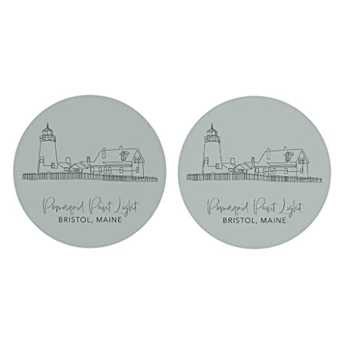 Pemaquid Point Light Muted Coastal Joyride Home Decor 2 Ceramic Car Coasters 2 65 Inch Circle Coasters Set Of 2 Vehicle Accessory Keeps Car Cup Holder Clean Express Your Style| Absorbent Car Coasters | Set of 2 | Min 4